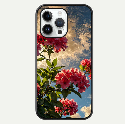 Red Bloom Skies Glass Case For iPhone 14 Pro