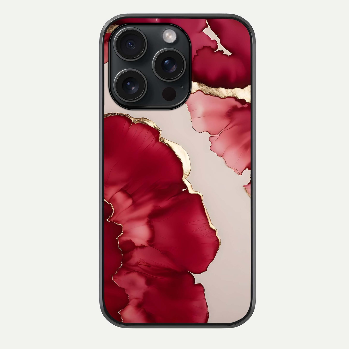 Pink & White Marble Glass Case For iPhone 15 Pro