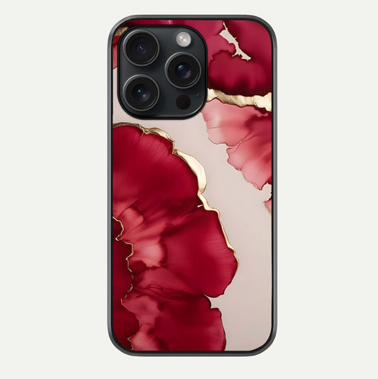 Pink & White Marble Glass Case For iPhone 15 Pro