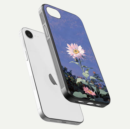 Pink Sunflower Glow Glass Case For iPhone 16e