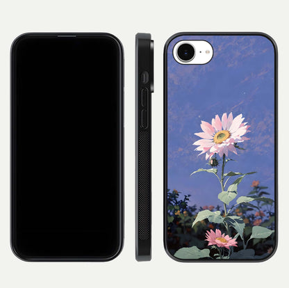 Pink Sunflower Glow Glass Case For iPhone 16e