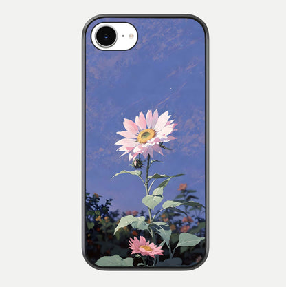 Pink Sunflower Glow Glass Case For iPhone 16e