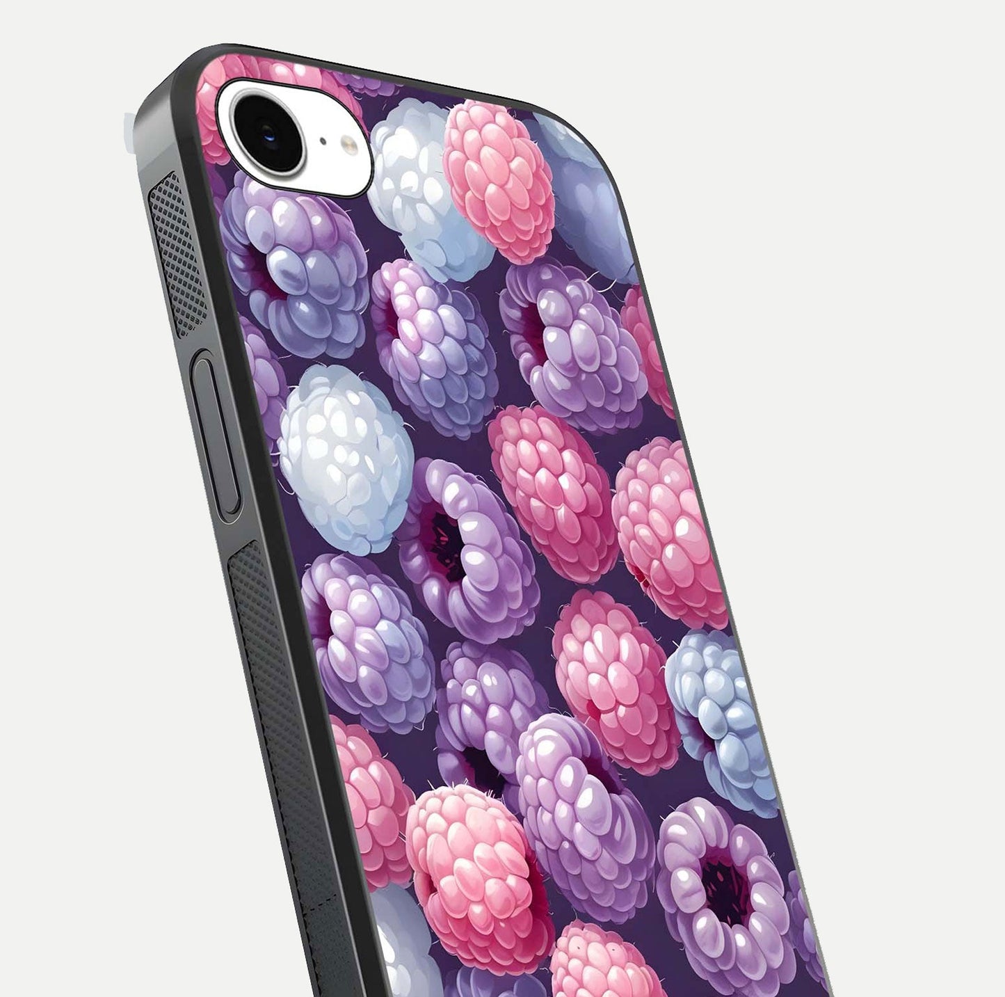 Berry Candy Pop Glass Case for iPhone 16e close-up shot revealing candy-style texture and reflective surface