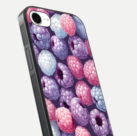 Berry Candy Pop Glass Case for iPhone 16e close-up shot revealing candy-style texture and reflective surface