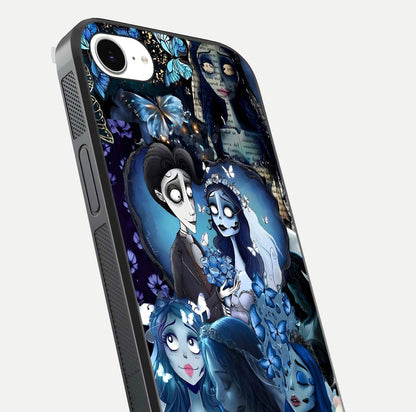Butterfly Ghost Soul Glass Case for iPhone 16e close-up shot showing ethereal wing patterns and reflection