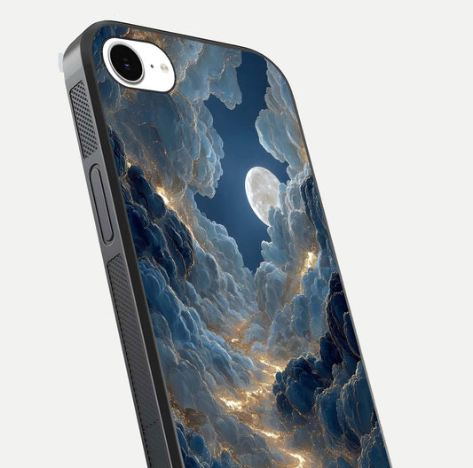 Celestial Cloud Road Glass Case for iPhone 16e close-up view showing road gradient and cloud reflection shine