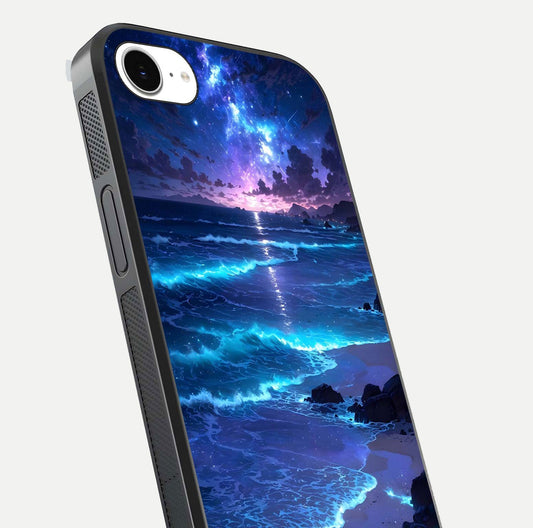 Classic Damn Look Glass Case for iPhone 16e close-up highlighting quote text and reflection shine