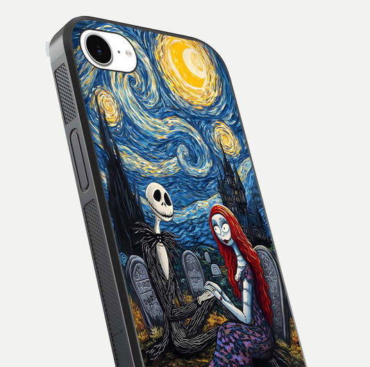 Eternal Night Love Glass Case for iPhone 16e close-up highlighting stars and reflection glow