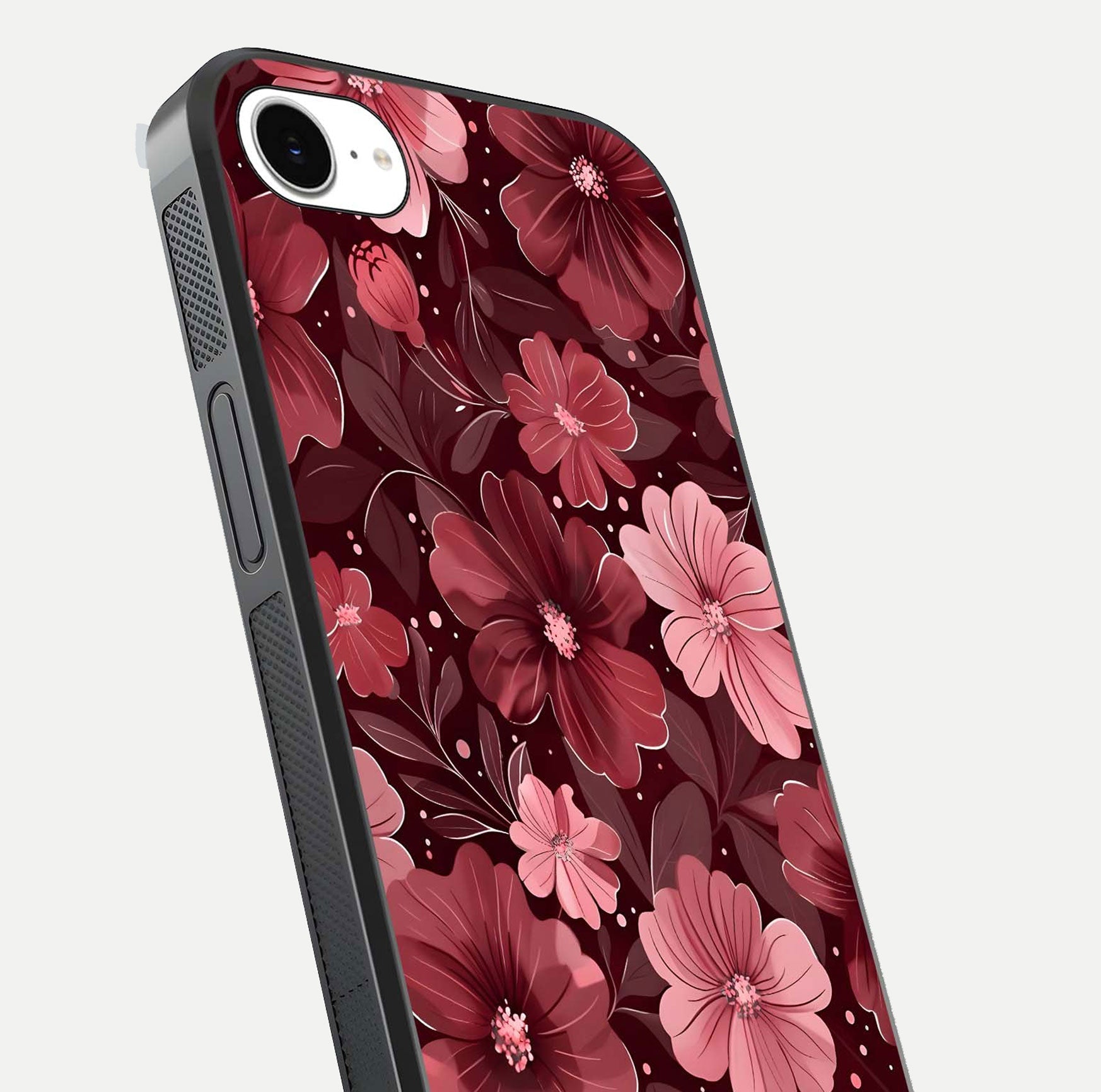 Flower Blush Bloom Glass Case for iPhone 16e close-up highlighting pastel tones and reflection clarity