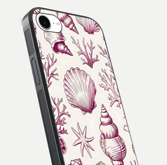 Pink Shells Outline Glass Case For iPhone 16e