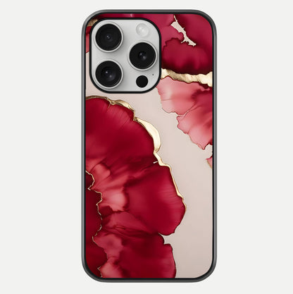 Pink & White Marble Glass Case For iPhone 16 Pro