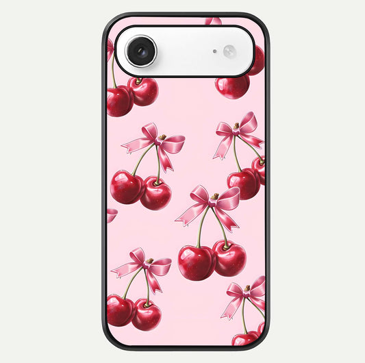 Red Cherries Pattern Glass Case For iPhone Air