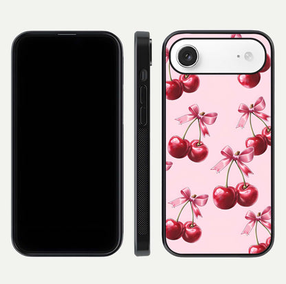 Red Cherries Pattern Glass Case For iPhone Air