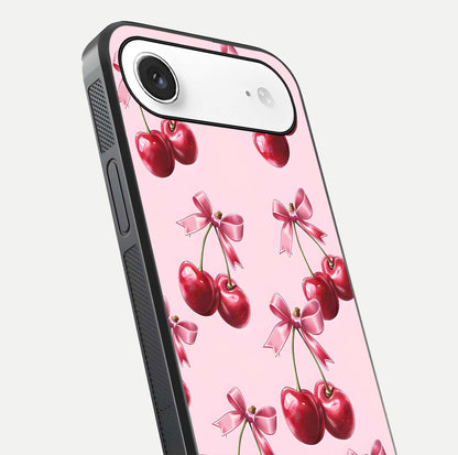 Red Cherries Pattern Glass Case For iPhone Air