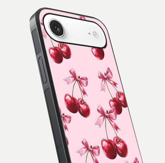 Red Cherries Pattern Glass Case For iPhone Air