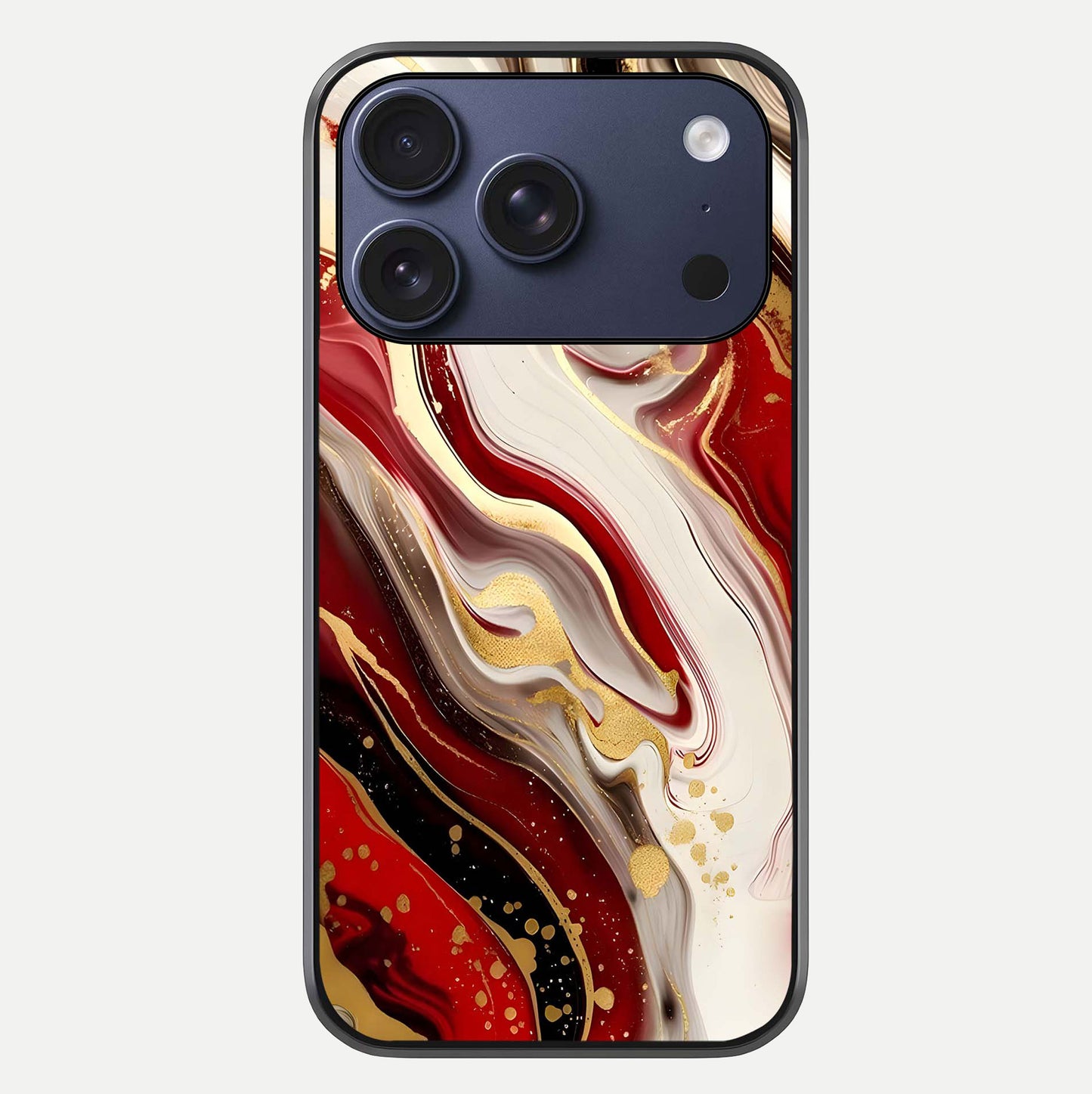 Red & White Marble Glass Case For iPhone 17 Pro