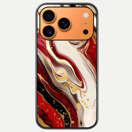 Red & White Marble Glass Case For iPhone 17 Pro Max