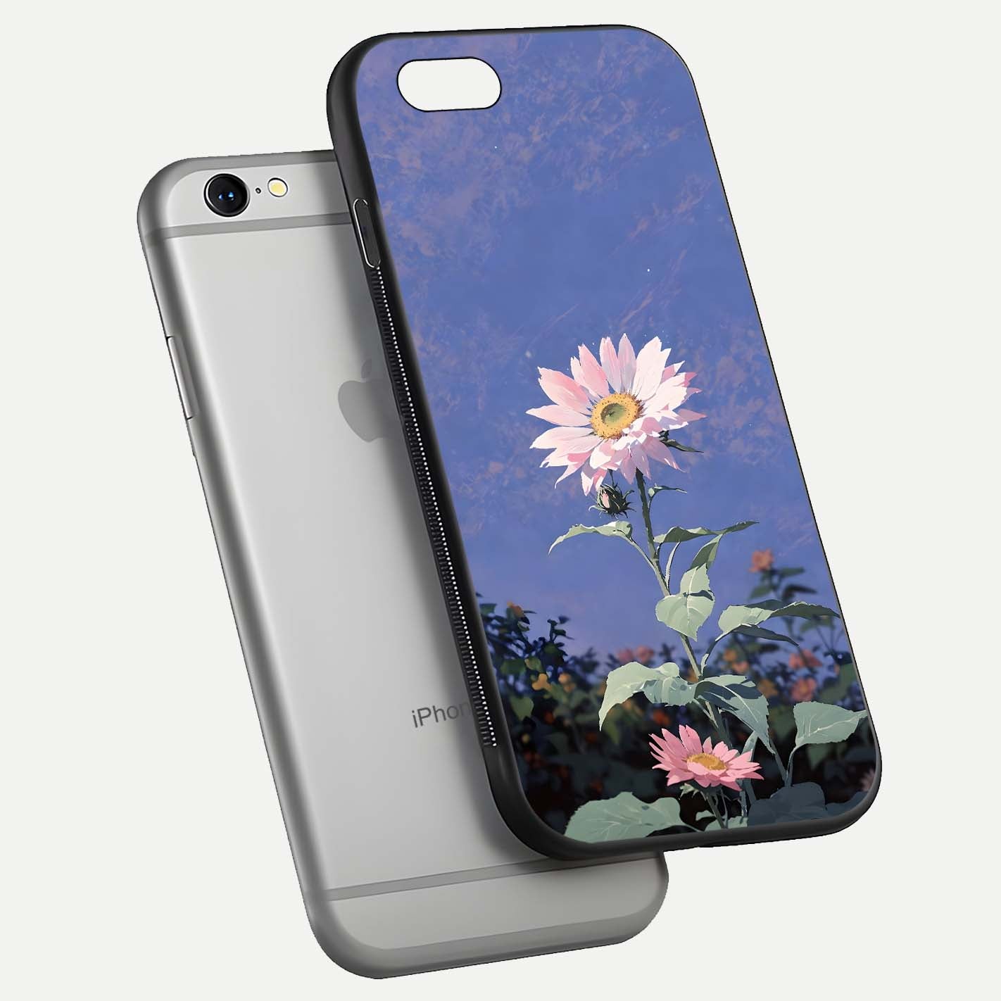 Pink Sunflower Glow Glass Case For iPhone 6