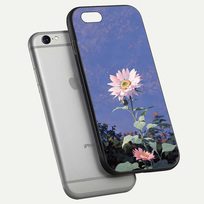 Pink Sunflower Glow Glass Case For iPhone 6
