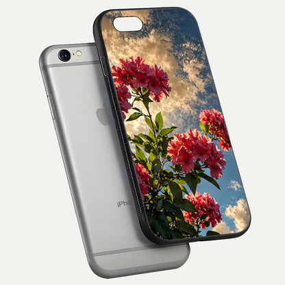 Red Bloom Skies Glass Case For iPhone 6