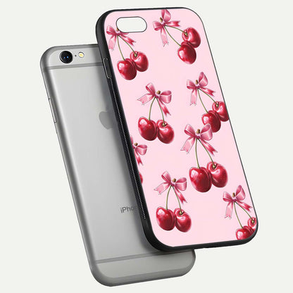 Red Cherries Pattern Glass Case For iPhone 6