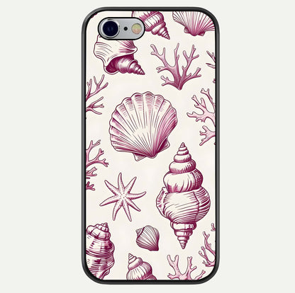 Pink Shells Outline Glass Case For iPhone 6