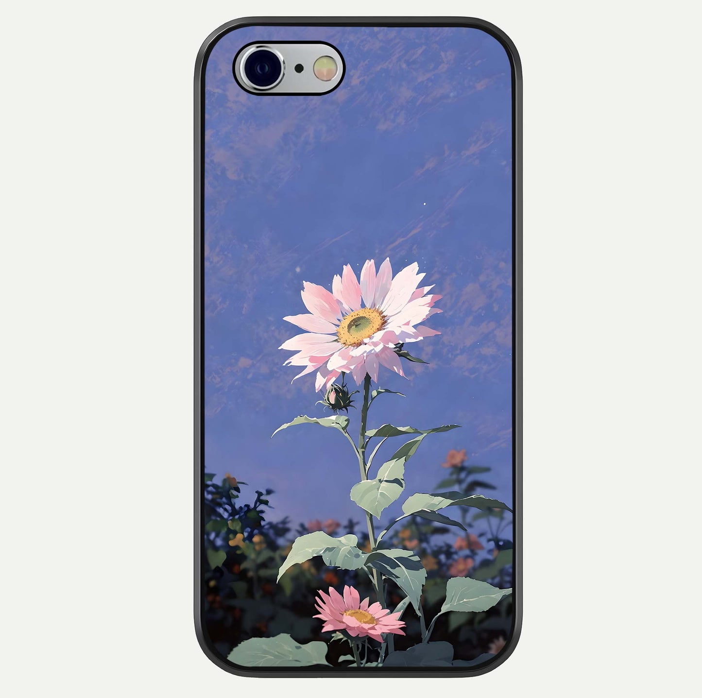 Pink Sunflower Glow Glass Case For iPhone 6