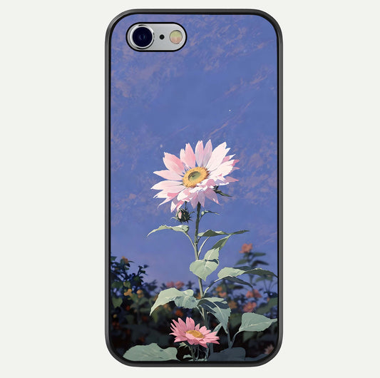 Pink Sunflower Glow Glass Case For iPhone 6
