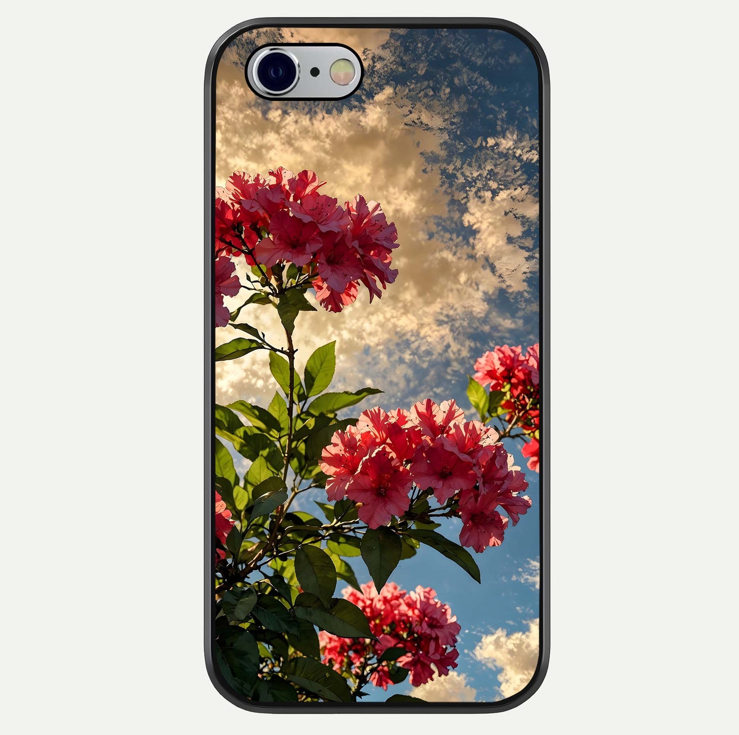 Red Bloom Skies Glass Case For iPhone 6
