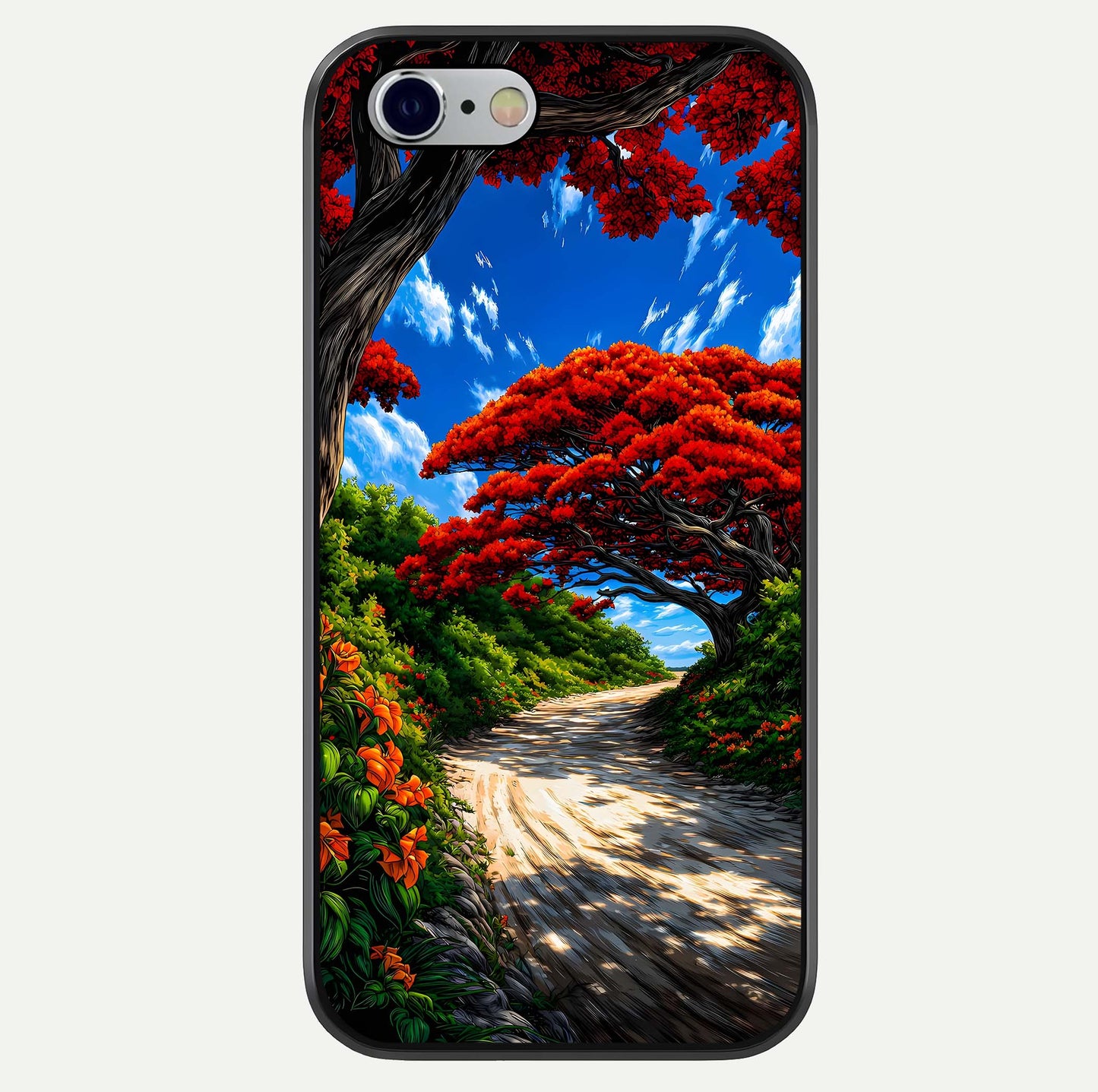 Red Trees Pathway Glass Case For iPhone 6