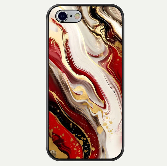 Red & White Marble Glass Case For iPhone 6