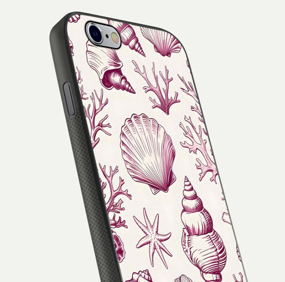 Pink Shells Outline Glass Case For iPhone 6