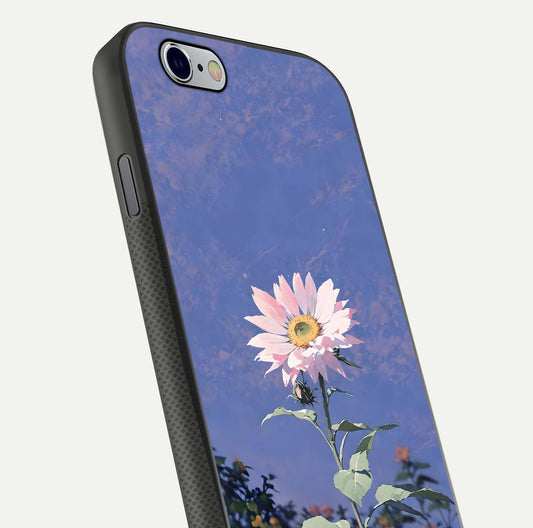 Pink Sunflower Glow Glass Case For iPhone 6