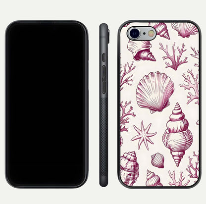 Pink Shells Outline Glass Case For iPhone 6