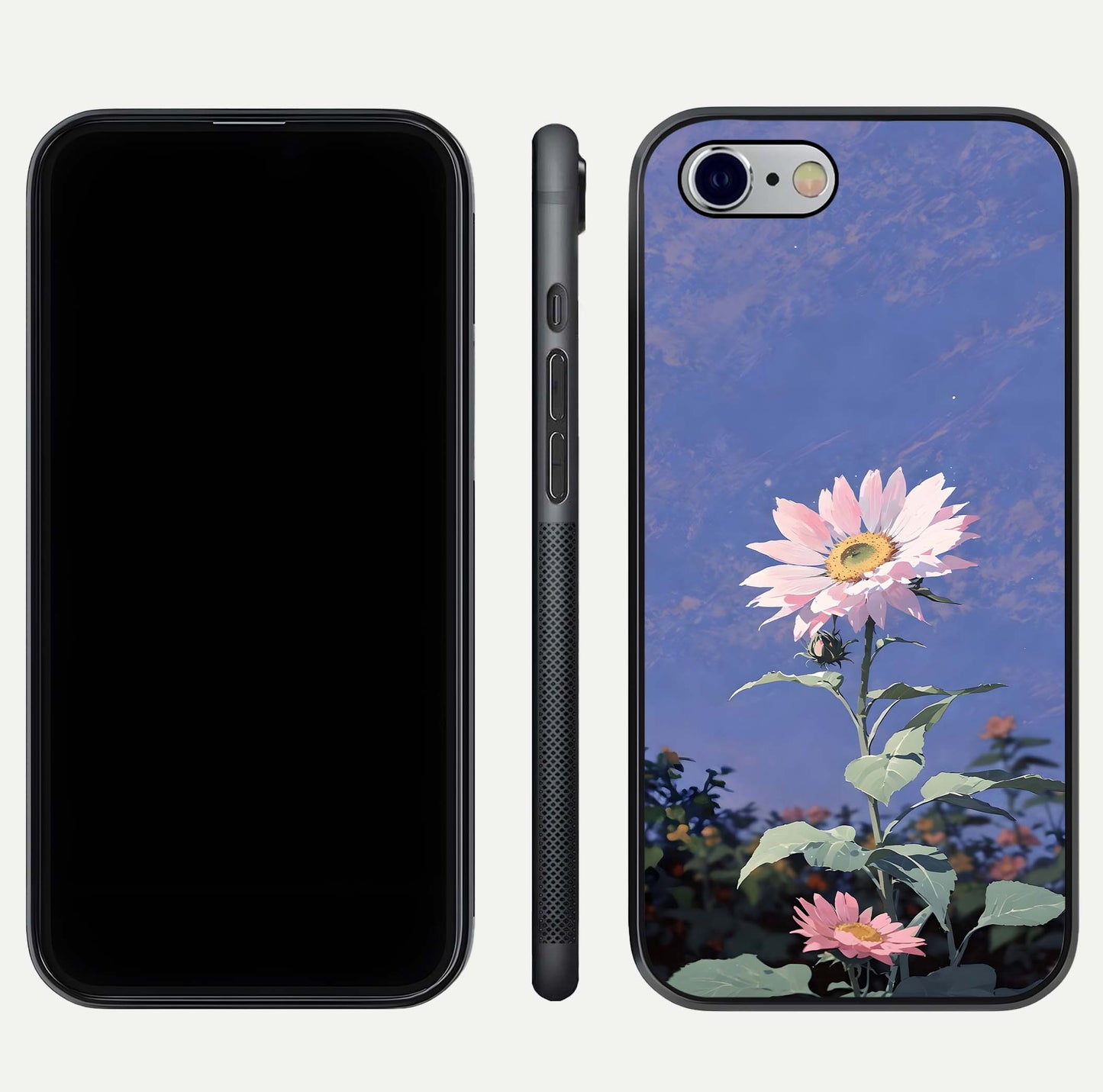 Pink Sunflower Glow Glass Case For iPhone 6