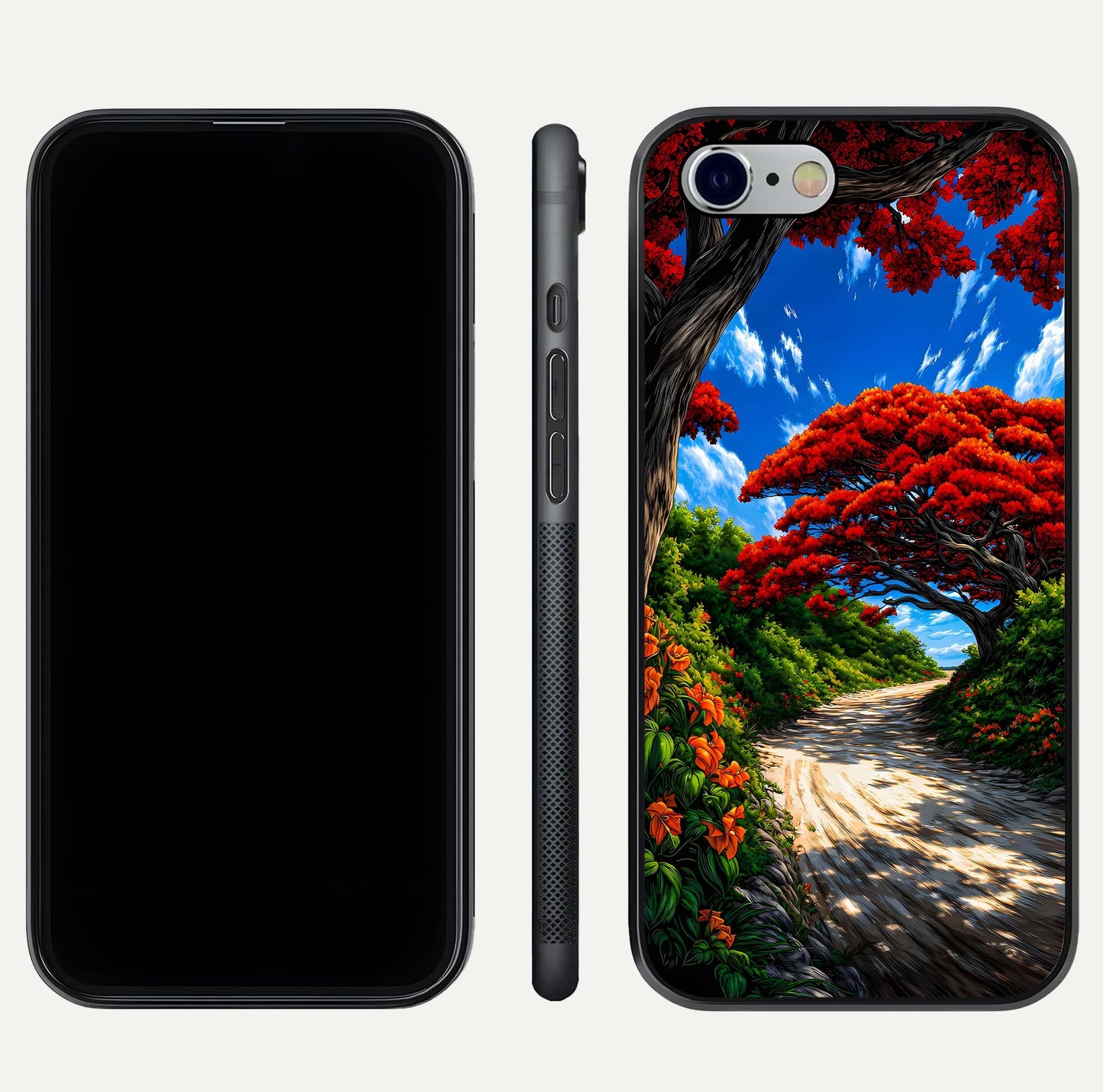 Red Trees Pathway Glass Case For iPhone 6
