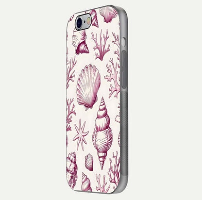 Pink Shells Outline Glass Case For iPhone 6