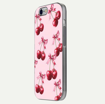 Red Cherries Pattern Glass Case For iPhone 6