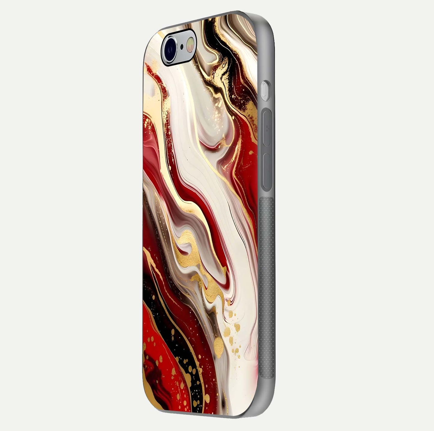 Red & White Marble Glass Case For iPhone 6