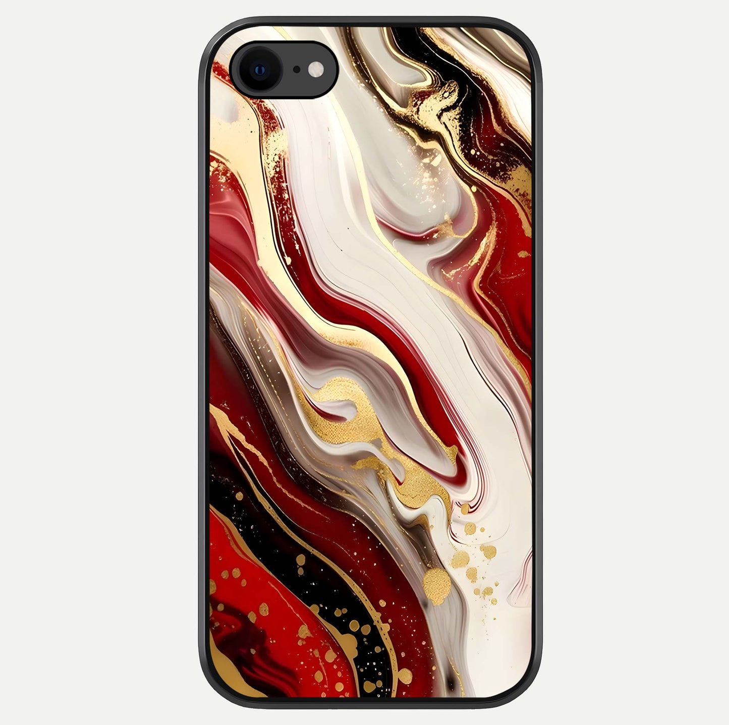 Red & White Marble Glass Case For iPhone 7
