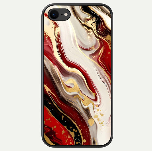 Red & White Marble Glass Case For iPhone 7