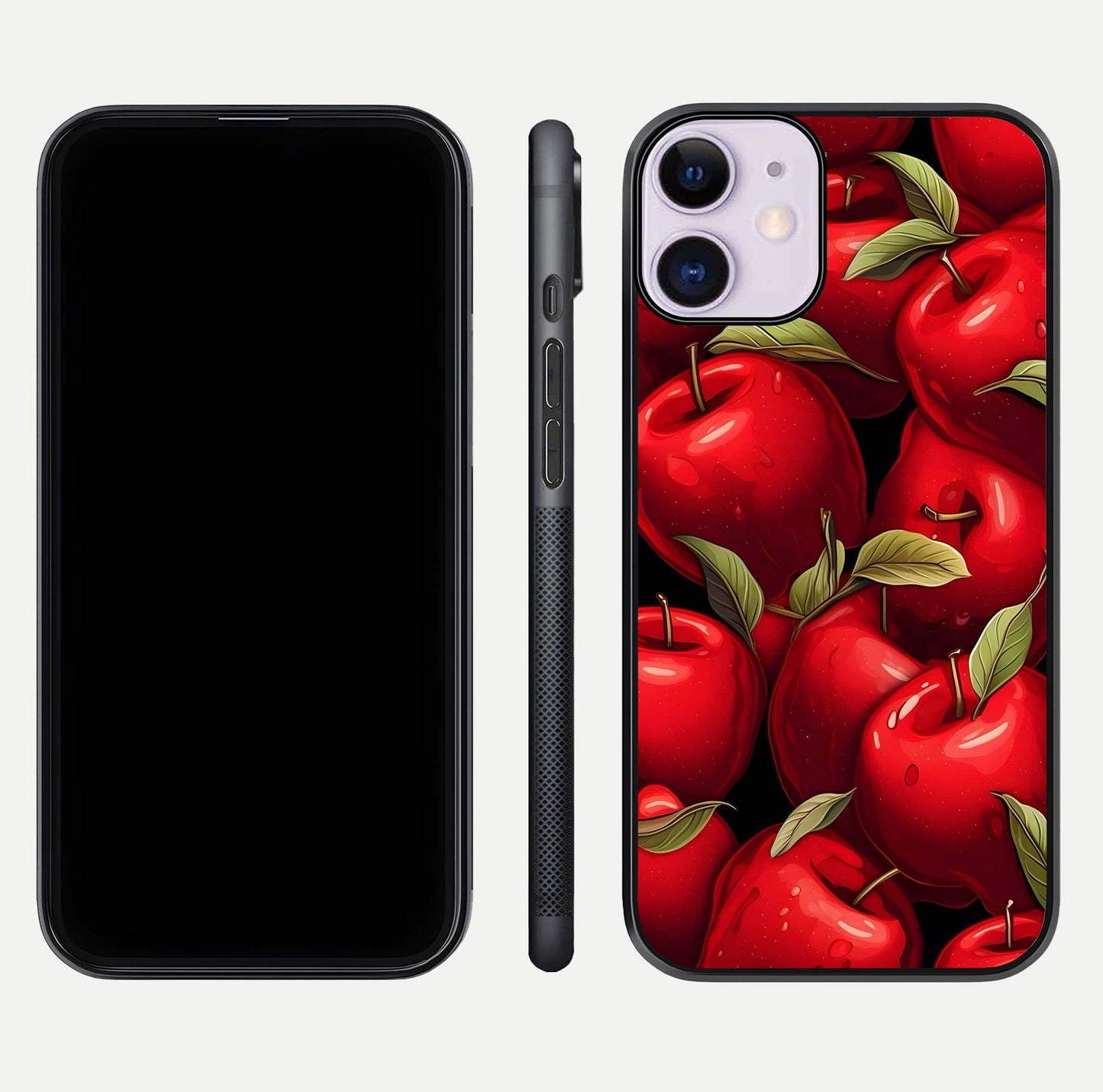 Apple Pattern Glass Case for iPhone 11 front and back layout highlighting clean lines and protective glass finish