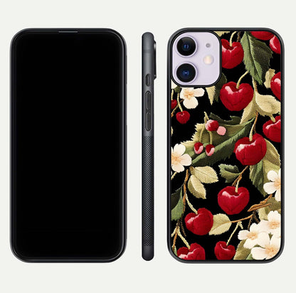 Bloom Thread Art Glass Case for iPhone 11 front-and-back layout showing smooth edges and high-clarity print