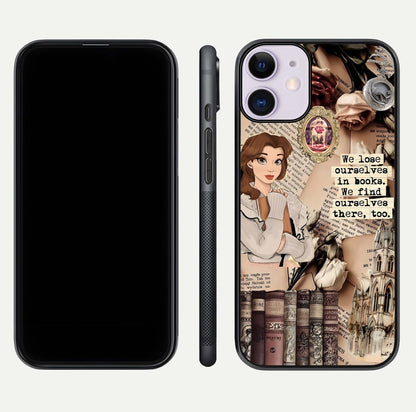 Bookish Dream World Glass Case for iPhone 11 dual-view layout displaying colorful fantasy print and edge finish