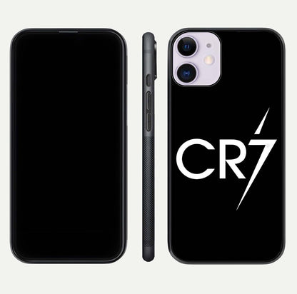 CR7 Elite Strike Glass Case for iPhone 11 dual-view layout showing sport tones and edge clarity