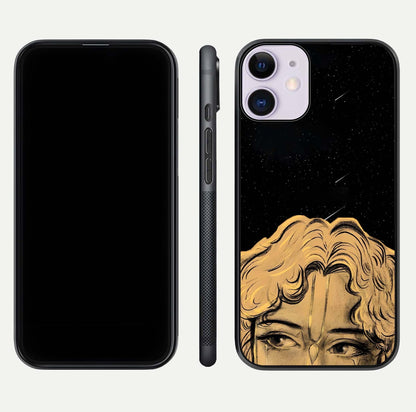 Celestial God’s Plan Glass Case for iPhone 11 front & back layout showing smooth finish and spiritual art