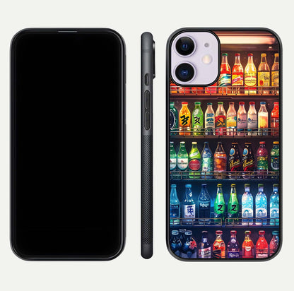 Colorful Soda Bottles Glass Case for iPhone 11 dual-view layout displaying playful tones and gloss clarity