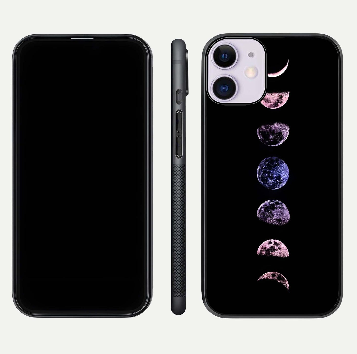 Crimson All Planets Glass Case for iPhone 11 dual-view layout displaying crimson tones and curved edges