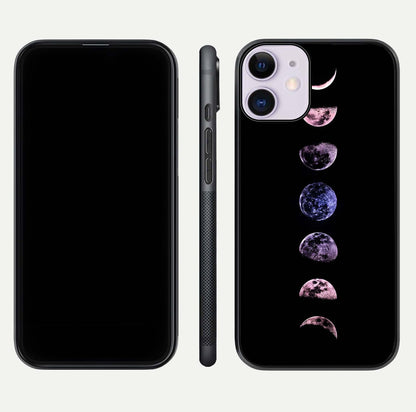 Crimson All Planets Glass Case for iPhone 11 dual-view layout displaying crimson tones and curved edges