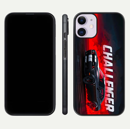 Crimson Challenger Fury Glass Case for iPhone 11 dual-view layout displaying bold tones and edge polish